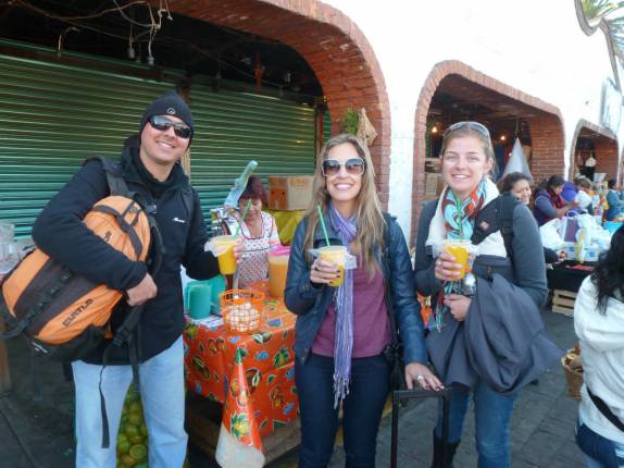 Suco de laranja natural de café da manhã em Amecameca, no México